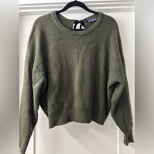 Zara Olive Green Crew Neck Sweater Size L